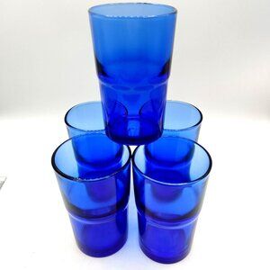 Vintage 8oz Cobalt Blue Tumblers Drinking Water Glasses Santa Marina Brazil